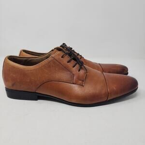 Aldo Men's Brown Leather Lace Up Dress Oxfords Shoes Size 14 Textured